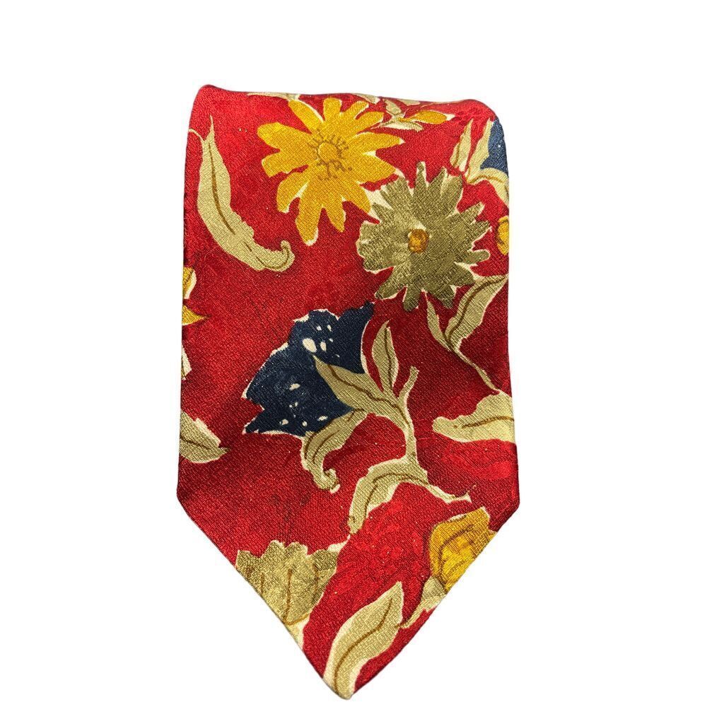 Ermenegildo Zegna Vibrant Red Floral Silk Tie Elegant Necktie Luxury Z-108